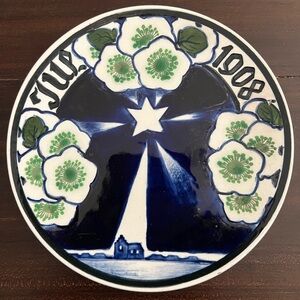 ANTIQUE 1908 Christmas Plate 6 3/8” Aluminia ROYAL COPENHAGEN Fajance Fact. 1